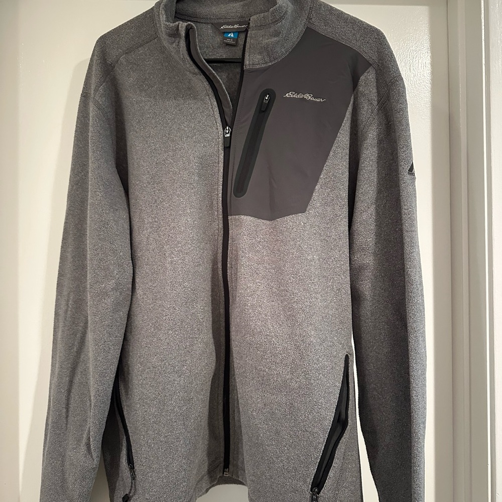 Eddie Bauer Gray Performance Jacket with Standing Collar